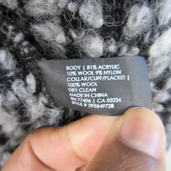 Club Monaco Women Open Cardigan Sweater S Grey Black Kimono Wool Texture 468 - Picture 4 of 7